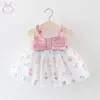 Vestidos de menina verão bebê sling malha festa princesa flor das crianças roupas de 0 a 3 anos de idade, fantasia