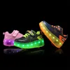 Sneakers USB Charging Children Roller Skate Casual Shoes Boys Girl Automatic Jazzy LED Lighted Flashing Kids Glowing with Wheels 230424