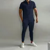 Chándales para hombres 2023 Chándal europeo Ropa para hombres Moda de verano Conjuntos deportivos casuales delgados Tendencia para hombres jóvenes Camiseta Trajes de pantalón largo