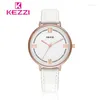 Wristwatches NO.2 Kezzi Top Brand Ladies Watches Leather Female Big Dial Quartz Watch Women Thin Casual Strap