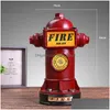 Decorative Objects Figurines Vilead 24Cm Resin Fire Hydrant Piggy Bank Extinguisher Ornament Creative Gift For Children Decoration Dhjf7