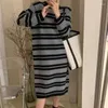 Women's Sweaters Striped Sweater Fashion Loose Knitwear Winter Bottoming Straight O Neck Drop Shoulder Long Sleeve All Match Pullovers