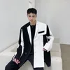 Costumes pour hommes 2023 Noir Blanc Splice Blazers Hommes Harajuku Streetwear Mode Costume Casual Veste Mâle Robe Coréenne Manteau Blazer Vêtements D'extérieur