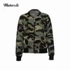 Jaquetas femininas Mutevole outono fino camo jaqueta feminina elegante manga longa bombardeiro jaqueta camo casual exército verde bolso corte jaqueta 230425