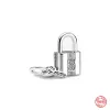 925 charm beads accessories fit pandora charms jewelry Jewelry Gift Wholesale Padlock and Key Dangle Charm Pink Love 088477