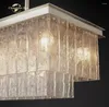 Kroonluchters glace rechthoekig modern messing chroom metaal led plafond licht glans slaapkamer woonkamer eetgelampen