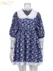 Sukienki zwyczajne Clagive moda luźna druk elegancki kołnierz lalki mini vintage biuro patchworka 230424