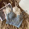 Женские танки Cami's Camisole Fashion Fashion, вышитая 3D Letal Bustale Bra, укороченные вершины женского позакнового жилета без спины корсет, толкание танка 230425