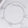 Tobilleras Nuevo verano 925 tobilleras de plata esterlina para mujeres lindas pulseras de cadena de tobillos de maní sandalia descalza joyería para pies de playa R231125