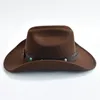 Berets Vintage Western Cowboy Hat для мужских женщин Roll Brim Lady Cowgirl Jazz с кожаным Cloche Sombrero Hombre Caps