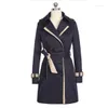 Women's Trench Coats Spring And Autumn Korea Long Section Of The Windbreaker Double-breasted Solid Color Retro Casual Female Jacket AL7539