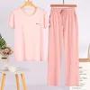 Vrouwen Nachtkleding Pyjama Korte Mouw Lange Broek Pak 2023 Lente Zomer Thuis Kleding Modale Grote Maat Pyjama Femmes Set