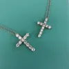 Designer Brand Tiffays S925 Sterling Silver Cross Cipndant Necklace Female Minori rosa Mens Light Luxury Clavicle Chain