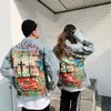 Men's Jackets Devil's hand-painted printed men's jeans denim jacket cartoon graffiti printed loose jacket retro hip-hop fashion jacket 230425