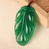 Hanger kettingen Natuurlijke groene agaat Jinzhi Jade Leaf Chalcedony Transfer heren en dames mode -sieraden