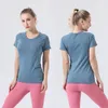 LL Yoga wear Col rond LU 2.0 T-shirt à manches courtes pour femme - Haut moulant de fitness à rebond élevé