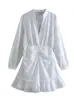 Повседневные платья Винтажные женщины выпарить хлопок 2023 летняя модная дама элегантное мягкое белое платье миди