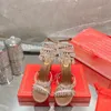 Rene Caovilla Chandelier Crystal Rhinestones Satin Sandals Stileetto Heels Leathor Outsole Invined Party Dress Shoes女性高級デザイナー10cm工場靴