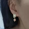 Boucles d'oreilles pendantes Simple goutte pierre de soleil pièce pierres précieuses naturelles pendentifs breloques 14K or rempli pour les femmes élégantes bijoux cadeau