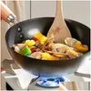 Pannor wok pan gas spis non -stick stek induktion häll hushåll matlagning kruka trä kök köksredskap liten traditionell droppleverans hom dh3jj