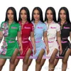 Women Casual Dresses Designer Two Piece Dress Suits New Summer Short Sleeve Top And Skirt Baseball Outfits