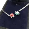 Designer Brand Tiffays S925 Sterling Silver womens blue red Seven Star Ladybug Necklace Fashion versatile personalized jewelry insect Pendant With logo