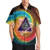 Camisas casuales para hombres Ojos blancos y negros Camisa de playa Visión ocupada Estética geométrica Hawaiana Novedad Blusas Patrón Top Plus Tamaño