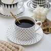 225 ml os chine tasse à thé créatif noir blanc géométrie en céramique tasses à café maison bureau décoration verres ensemble
