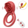 Cockrings Rose Toy Cockring Вибратор для мужчин и женщин Беспроводной пульт дистанционного управления Кольца для пениса Задержка эякуляции Секс-игрушки Мужской член 231124