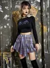 Rokken gotische vintage Harajuku plaid punk geplooide vrouwen pastel grunge grunge high rais onregelmatige mini rok pocket patchwork outfits