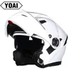 Capacetes de motocicleta yoai capacete aberto face casco moto moto motocross lente dupla viseira capacete preto da motocicleta