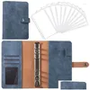 Notepads Wholesale Leather Notebook Binder Can Be Filled With Loose Leaf Zipper Bag Bills Storage Book 6 Holes Pockets Budget Envelope Dhug8