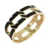 Bangle Wide Chain Design Alloy Cuff Bracelets Statement Oil-spot Glaze Chunky Oval & Bracelet For Women Charm Jewelry