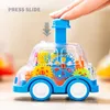 Diecast modelo bebê brinquedo imprensa e ir carro para crianças acender brinquedos presentes de aniversário crianças meninos meninas 231124