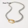 Chains Women Men DIY Necklaces Thicker Carabiner Clasp Chunky Chain Stainless Steel Color Rough Style