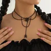 Kedjor halloween punk goth spindelhalsband för kvinnor mode retro festival metall svart klavikular smycken present collier