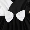 ガールドレスProwow 0-3y Babhighers Dress Black White Patchwork Bowknot for Party Princess Mesh Toddler Clothing