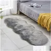 カーペットIrregar Long Soft White Faux Sheepskin Fur Area Rugs Kids Livingroom Bedroom Floor Mat Shaggy Silky Carpet Rug 220906 Dr DH7JC