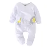 Rompers Baby Boys девочки для ромпера хлопковое с длинным рукавом милая печать животных.