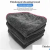 Towel 1/3/6Pcs Microfiber Car 600Gsm Braid Drying Cloth Extra Soft Thick Absorption Care Washing Detailing Accessories Drop Delivery A Ottk4