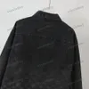 Xinxinbuy Men Designer Płaszcz Kurtka dżinsowa litera gradientu Jacquard Hem Długie rękaw kobiety szary czarny biały s-xl