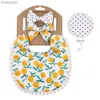 Slabbetjes Spuugdoekjes 3 stks/set Bloemenprint Katoen Linnen Babyjongen Meisjes Slabbetjes Elastisch Nylon Hoofdband Dubbeldeks Speekselhanddoek Voeden Bandana Schort BurpL231125