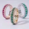 Lab Grown Emerald Band 2.5Mm Round Shape 1.5Mm Moissanite Best Quality Luxurious Diamond Gold Ring For Wedding Party