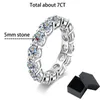 Pierścień Solitaire Smyoue 7ct 5mm Full Pierścień dla kobiet mężczyzn błyszczący okrągły cut pełny encity Diamond Band Wedding S925 srebrny 230425