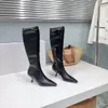 Sling Boot designer de luxo couro de bezerro salto stiletto The Row Mulheres spike botas elásticas moda de alta qualidade botas de joelho tamanho 35-40