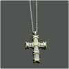 Pendentif Colliers Designer Gold Cross Fl Diamant Collier De Luxe Boucle D'oreille Ensemble Original Mode Classique Bracelet Femmes Bijoux Cadeau W Dhslq