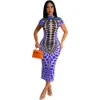 New Designer Beautiful Print Dresses Summer Women Short Sleeve Bodycon Dress Skinny Turtleneck Pencil Dress Holidays Club Wear Wholesale Clothes 9775