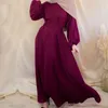 Ethnic Clothing Islamic Women's Elegant Long Sleeve Dresses Kaftan Green Muslim Closed Abaya Dress Dubai Turkey African Woman Modest