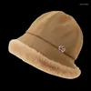 Berets Autumn/Winter Fashion Hat Women's Bucket To Modify The Face Shape And Slimming Basin Fisherman's Imitation Lamb Hair