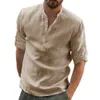 Men's Casual Shirts KB Blouse Cotton Linen Loose Tops Long Sleeve Tee Spring Autumn Handsome Men 230425